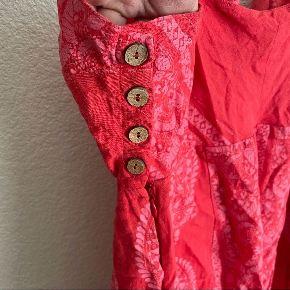 Free People Feel The Sun Bandana Patterned Jumpsuit Red Size 8 - Picture 5 of 12